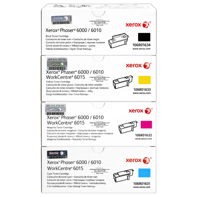 Foto de pack de toner Xerox CMYK original para Phaser 6000