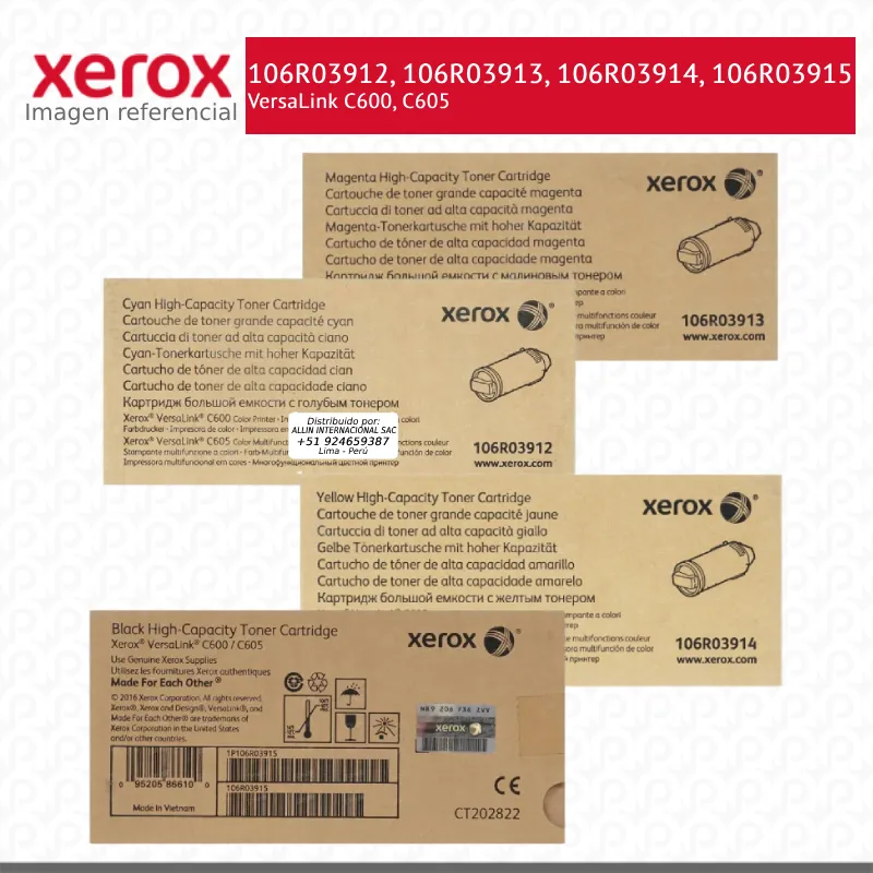 Pack de Toner Xerox VersaLink C600, C605 Alta Capacidad