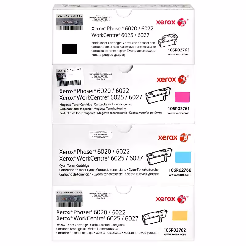 Pack de 4 tóners Xerox originales para Phaser 6020 y 6022