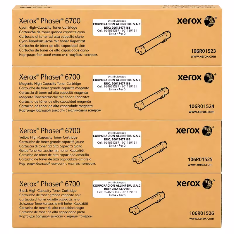Pack de toner Xerox Phaser 6700 CMYK alta capacidad