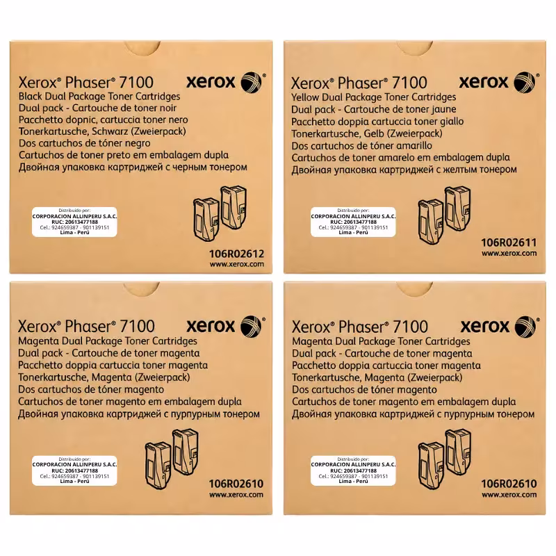 Foto de pack de tóner Xerox Phaser 7100 CMYK alta capacidad original