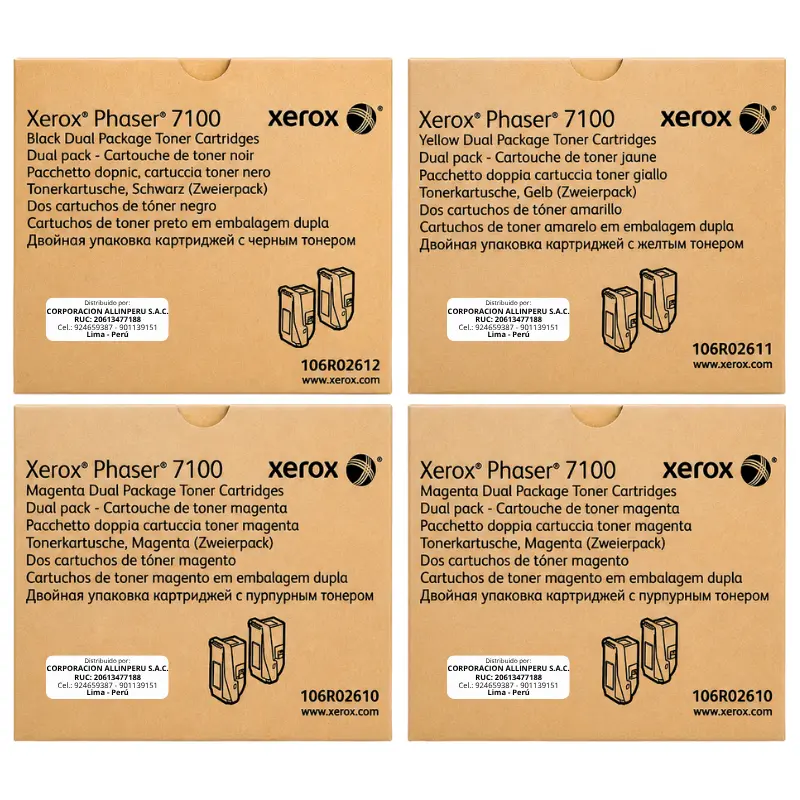 Foto de pack de tóner Xerox Phaser 7100 CMYK alta capacidad original