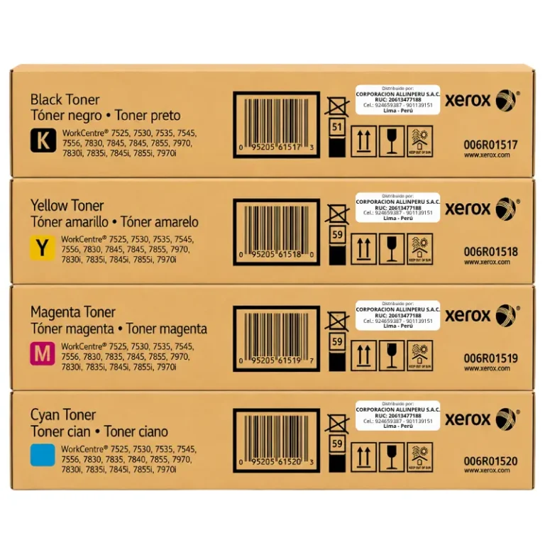 Pack tóner Xerox CMYK original para WorkCentre 7525, cuatro cartuchos
