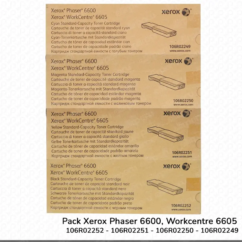 Pack-Xerox-Phaser-6600-Workcentre-6605-106R02252-106R02251-106R02250-106R02249.webp Pack de Toner Xerox Phaser 6600, Workcentre 6605 Capacidad Estándar - Imagen 1