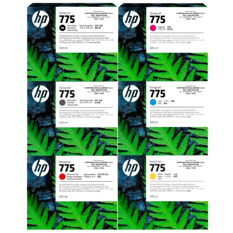 Foto de pack completo tinta hp 775 500ml seis colores DesignJet