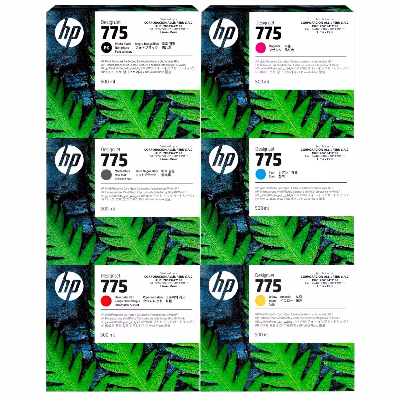 Foto de pack completo tinta hp 775 500ml seis colores DesignJet