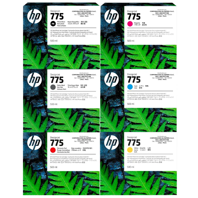 Foto de pack completo tinta hp 775 500ml seis colores DesignJet