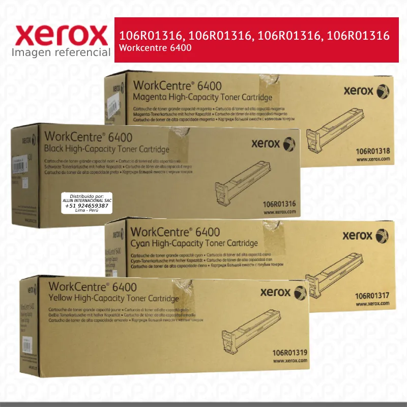 Pack de Toner Xerox Workcentre 6400 Alta capacidad