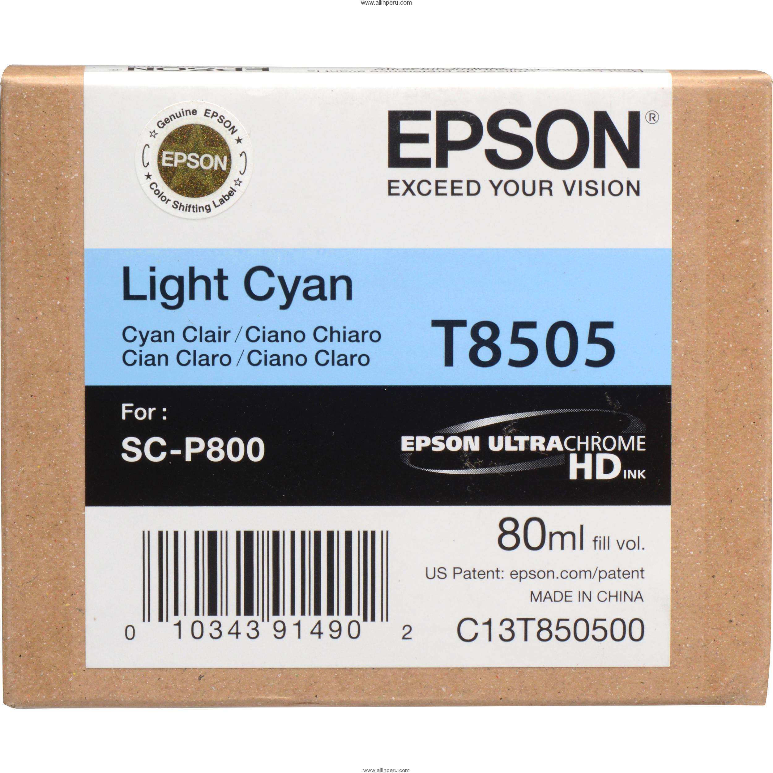 Tinta Epson T850500 Cian claro T8505, 80Ml