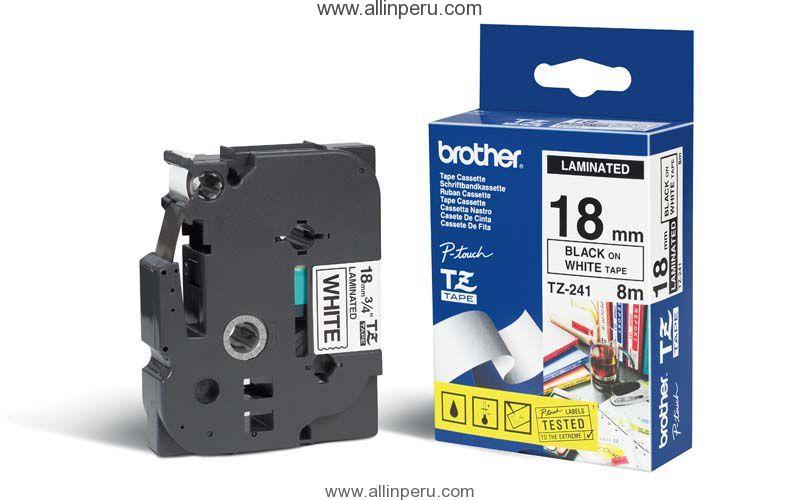 Cinta Brother TZE-241 3/8" (18Mm) , Negro & blanco