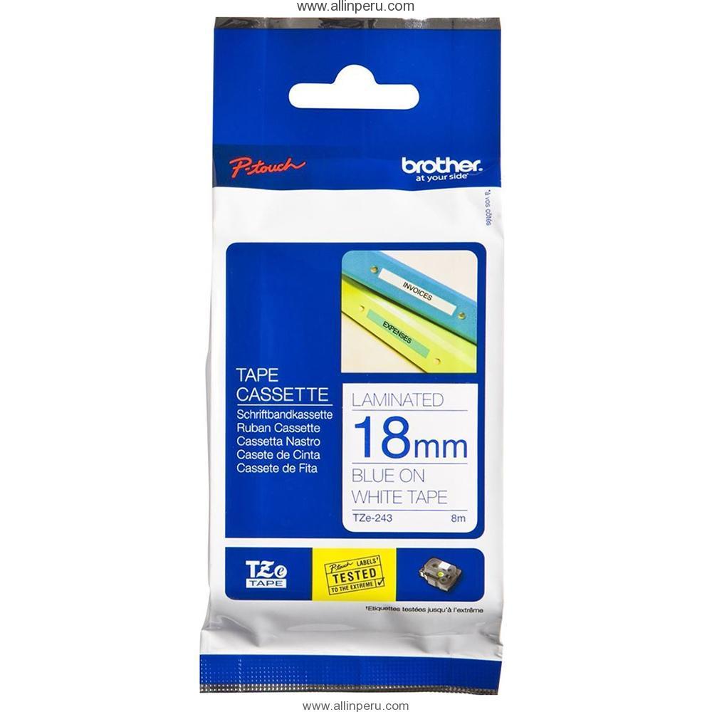 Cinta Brother TZE-243 3/4" (18Mm) , Azul & blanco