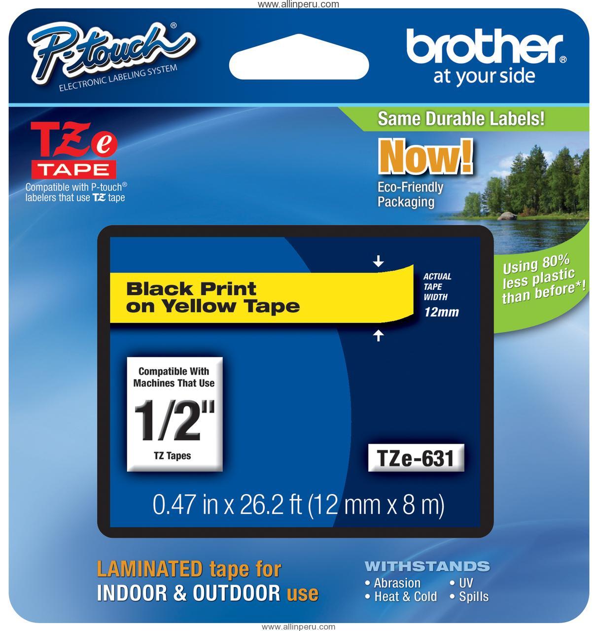 Cinta Brother TZE-631 1/2" (12Mm) , Negro & amarillo