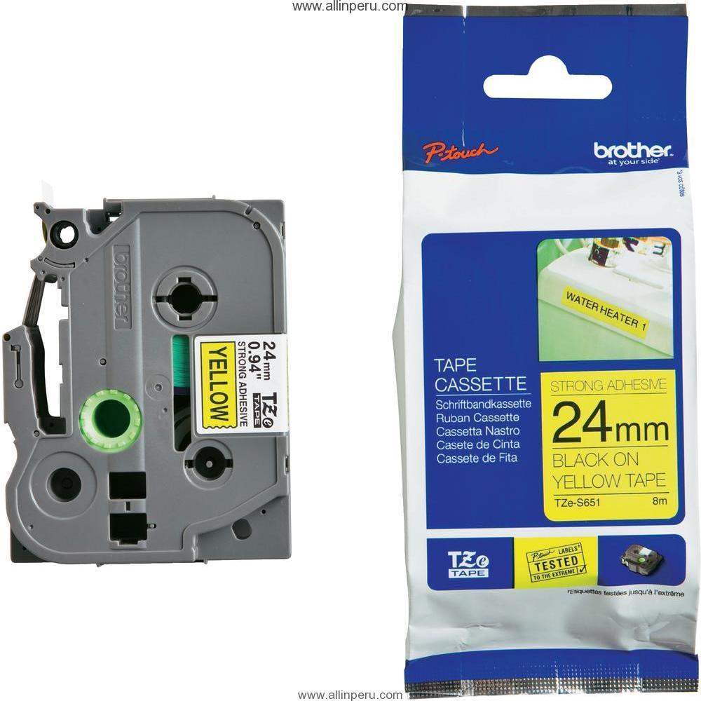 Cinta Brother TZE-S651 1" (24Mm), Negro & amarillo
