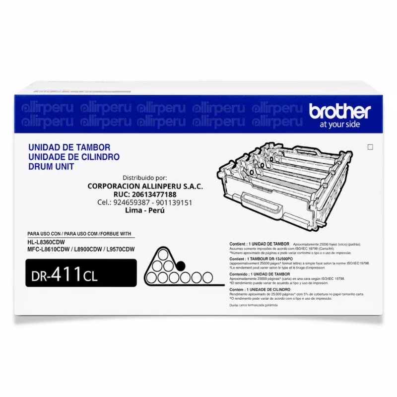 Tambor Brother DR-411CL — vista frontal Tambor Brother DR-411CL unidad de imagen original sellada