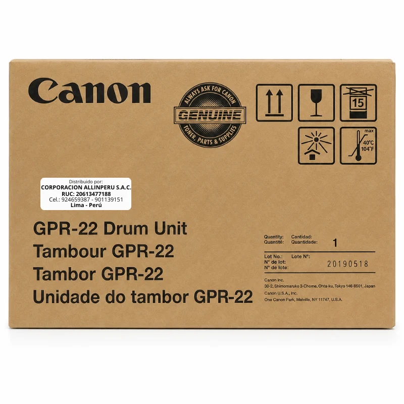 Tambor Canon GPR-22 negro original vista frontal