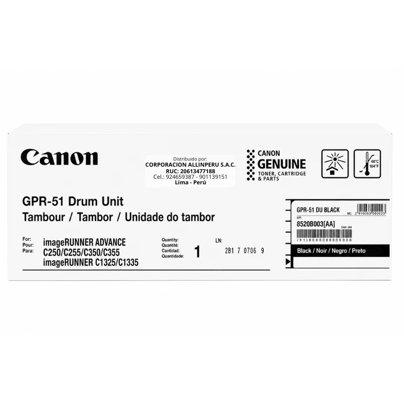 Tambor Canon GPR-51 negro original vista frontal