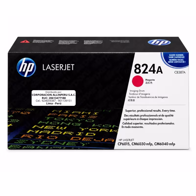 Tambor HP 824A Magenta CB387A original vista frontal