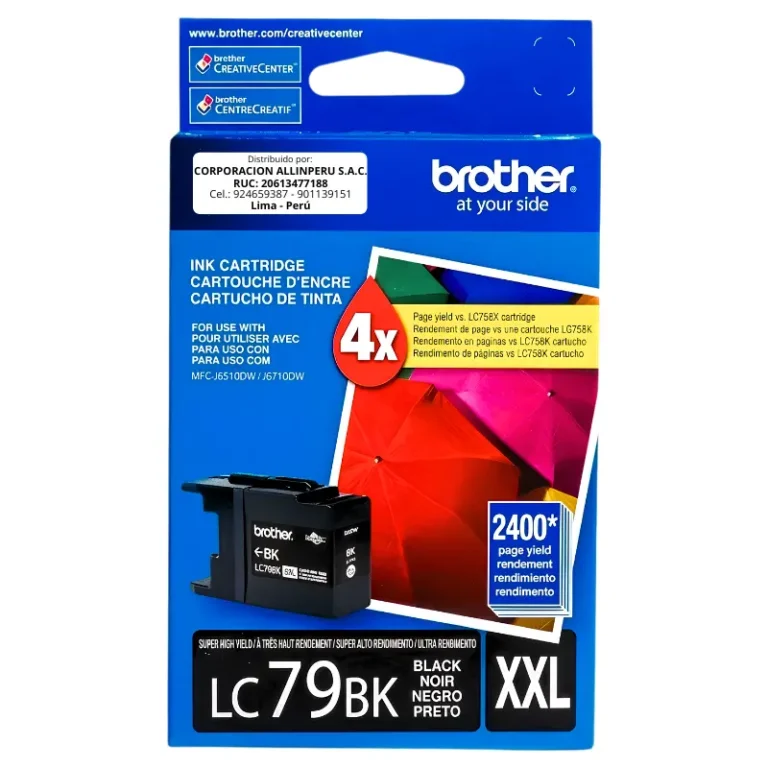 Foto de tinta Brother LC-79BK negro cartucho original frontal