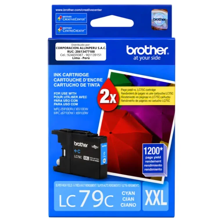 Foto de tinta Brother LC-79C cian cartucho original frontal