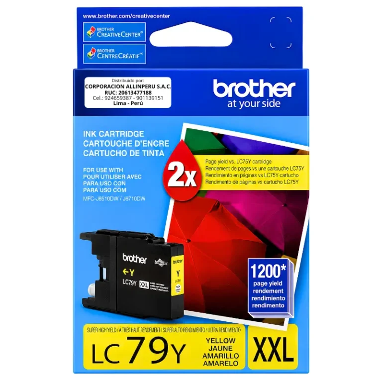 Foto de tinta Brother LC-79Y amarillo cartucho original frontal