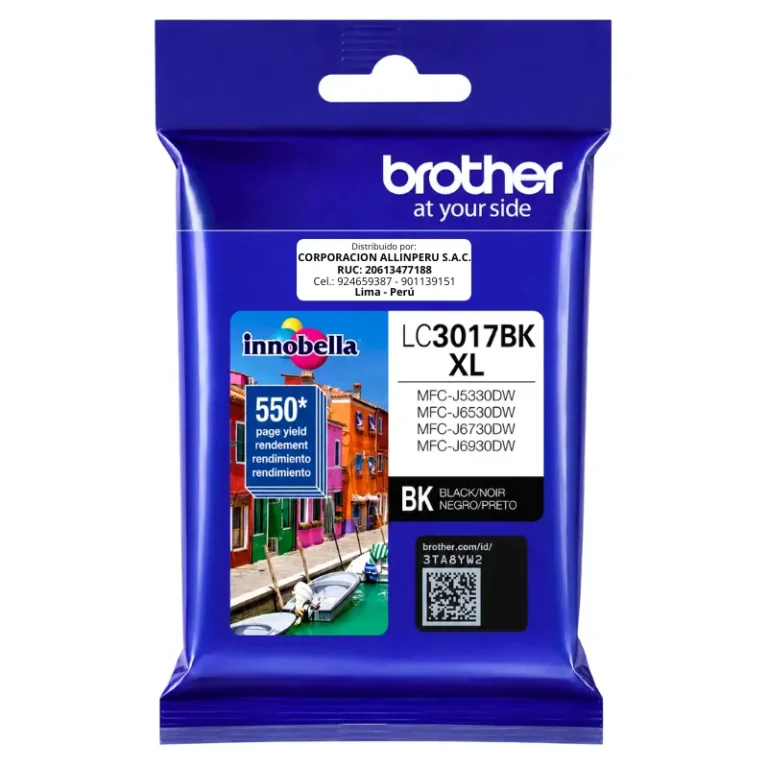 Tinta Brother LC3017BK negro alto rendimiento vista frontal