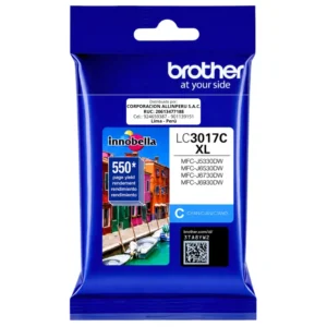Tinta Brother LC3017C cian alto rendimiento vista frontal