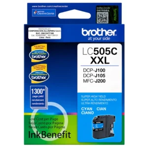 Tinta Brother LC505C Cyan cartucho original frontal