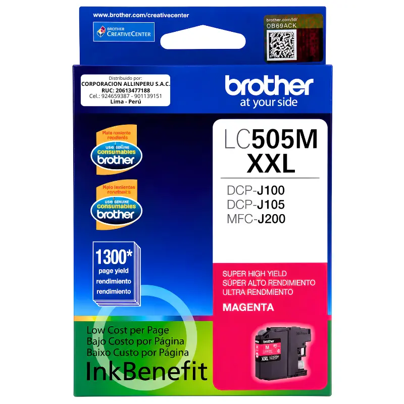 Tinta Brother LC505M Magenta cartucho original frontal