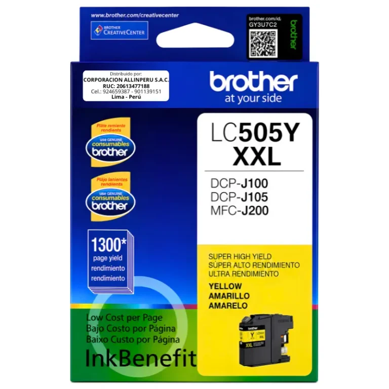 Tinta Brother LC505Y Amarillo cartucho original frontal
