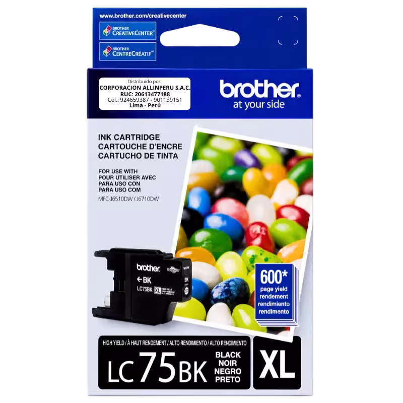 Foto de tinta Brother LC75BK negro cartucho original