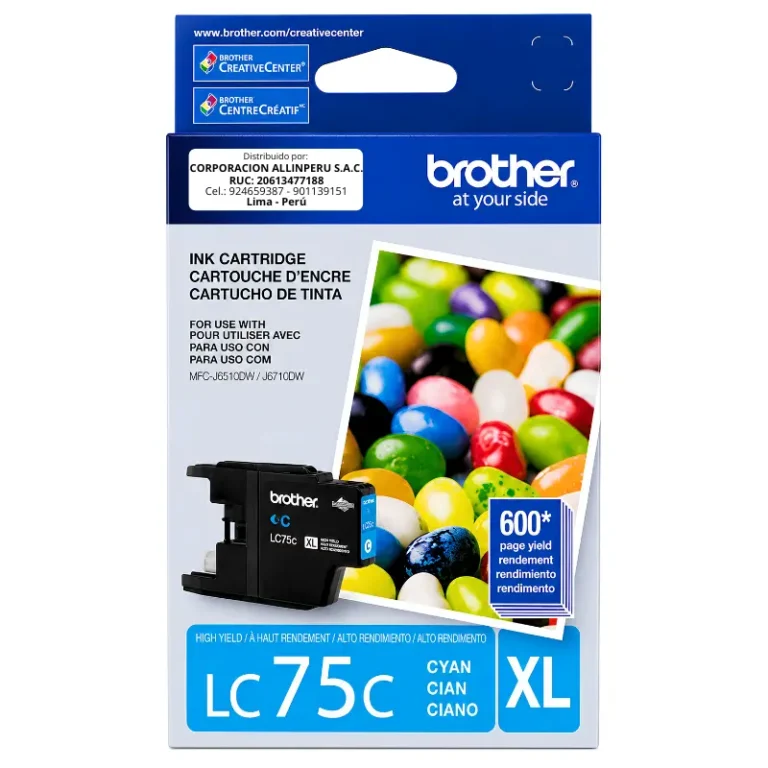 Foto de tinta Brother LC75C cian cartucho original