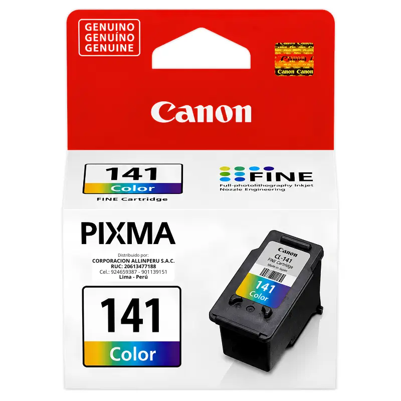 Tinta Canon CL-141 tricolor original cartucho frontal