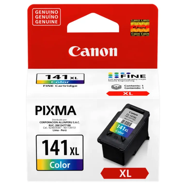 Tinta Canon CL-141XL color tricolor cartucho original sobre fondo blanco