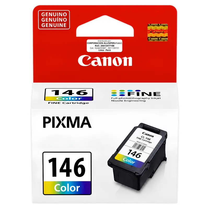 Tinta Canon CL-146 Tricolor 9ml cartucho original frontal