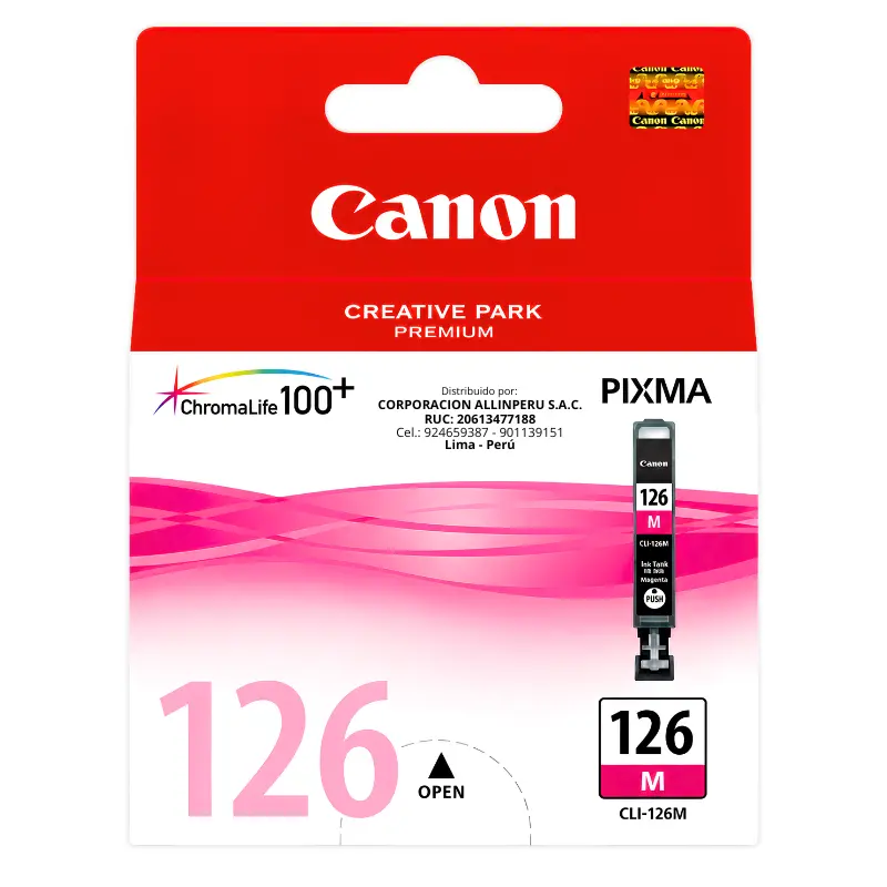 Tinta Canon CLI-126M Magenta cartucho vista frontal 9 ml