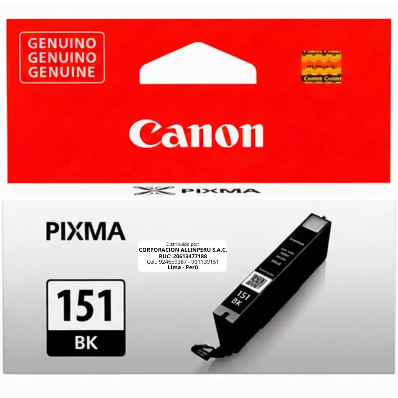Tinta Canon CLI-151 Negro Original para MG6310, MG5410 Tinta Canon CLI-151 Negro Original para MG6310, MG5410