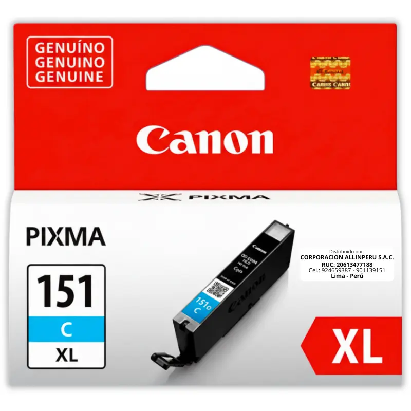 Tinta Canon CLI-151XL Cian Original Alta Capacidad 690 Páginas