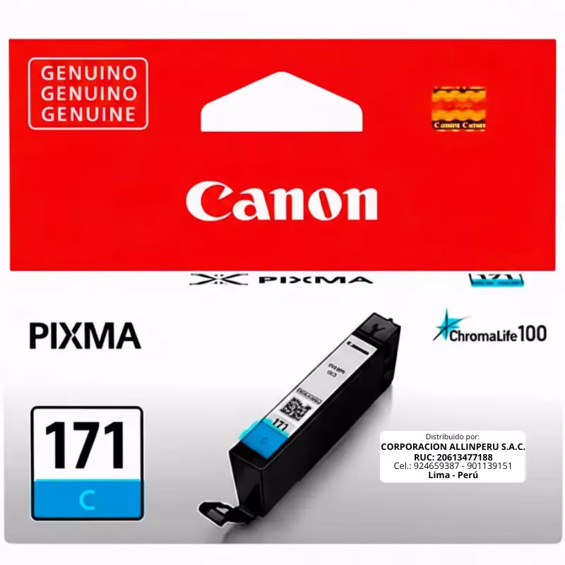 Tinta Canon CLI-171 Cian Original 6.5 ML