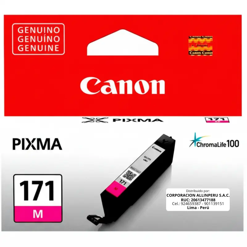 Tinta Canon CLI-171 Magenta Original 6.5ML Tinta Canon CLI-171 Magenta Original 6.5ML