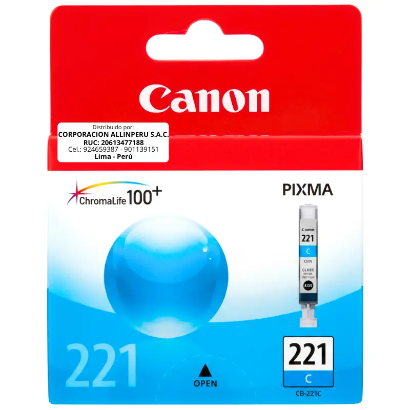 Tinta Canon CLI-221 Cian Original 210 páginas
