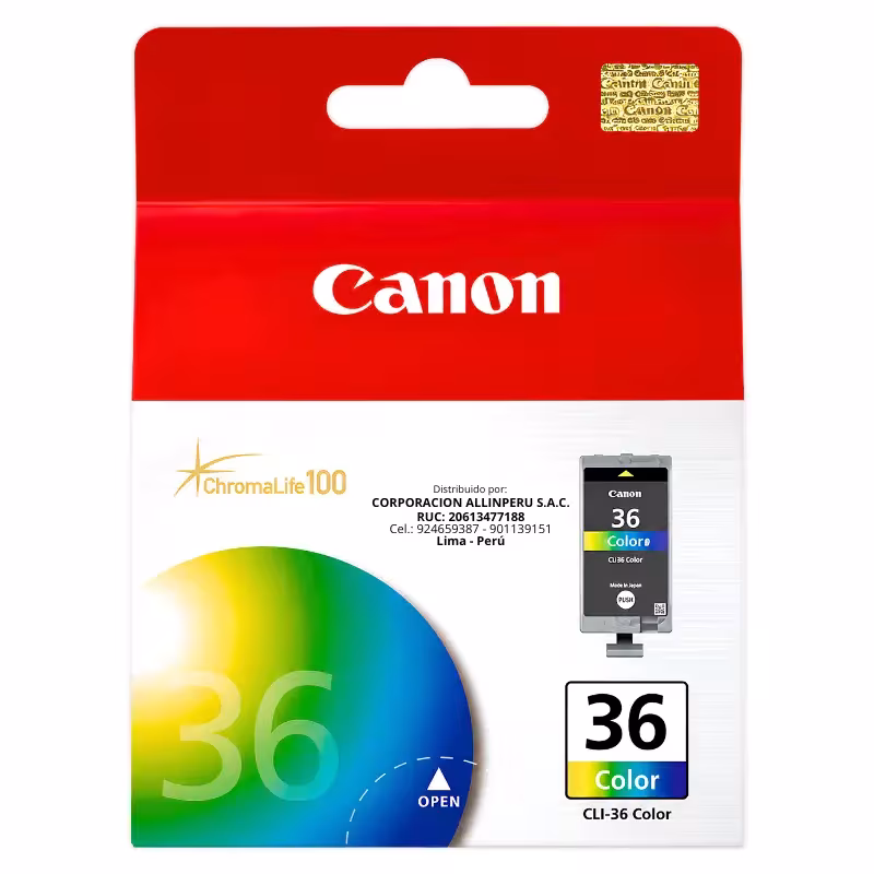 Tinta Canon CLI-36 Color cartucho original tricolor