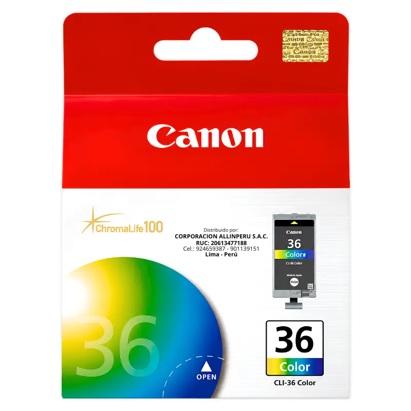 Tinta Canon CLI-36 Color cartucho original tricolor