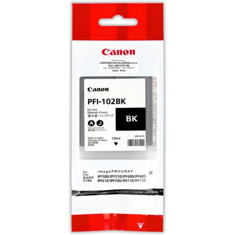Tinta Canon PFI-102BK Negro 130ML Original