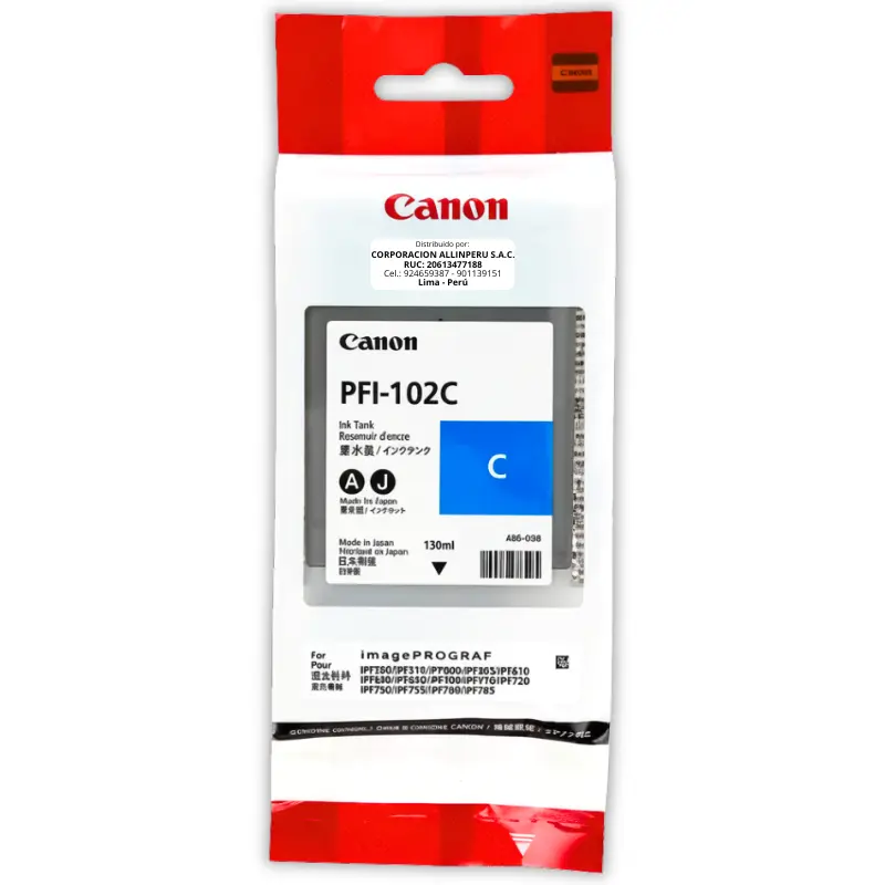 Tinta Canon PFI-102C Cyan 130ML Original