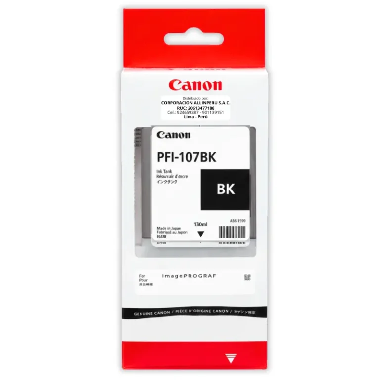 Tinta Canon PFI-107BK Negro 130ML Original