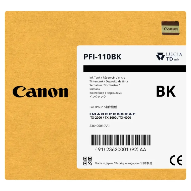 Tinta Canon PFI-110BK Negro para TX-3000, TX-2100, TX-3100
