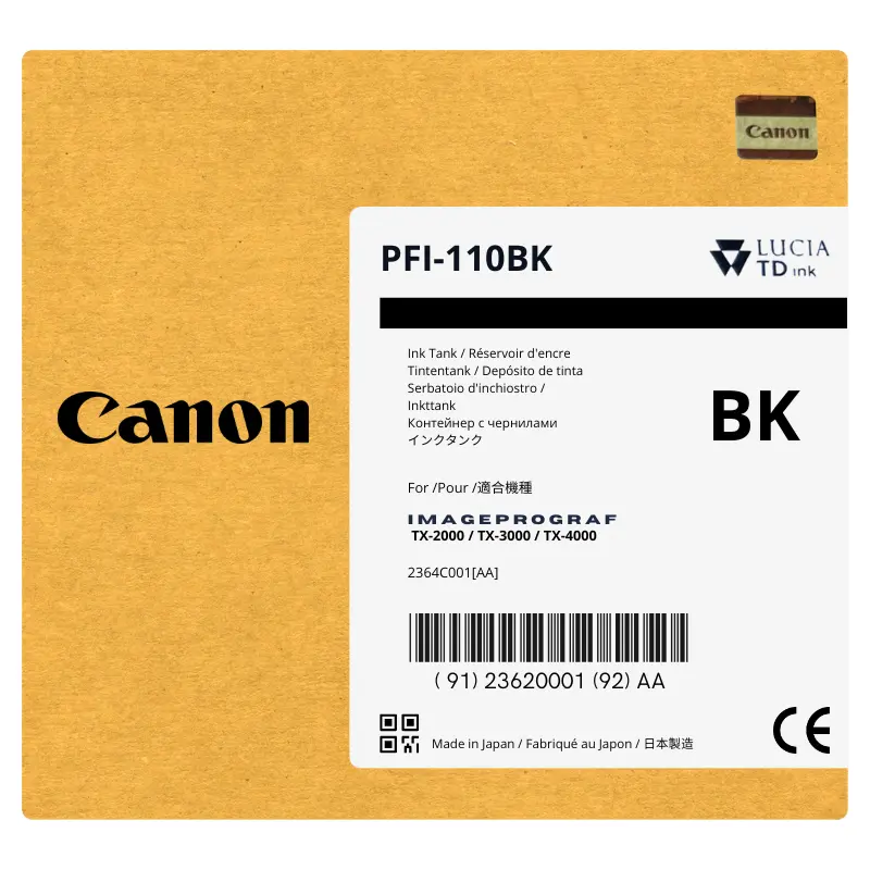 Tinta Canon PFI-110BK Negro para TX-3000, TX-2100, TX-3100 Tinta Canon PFI-110BK Negro para TX-3000, TX-2100, TX-3100