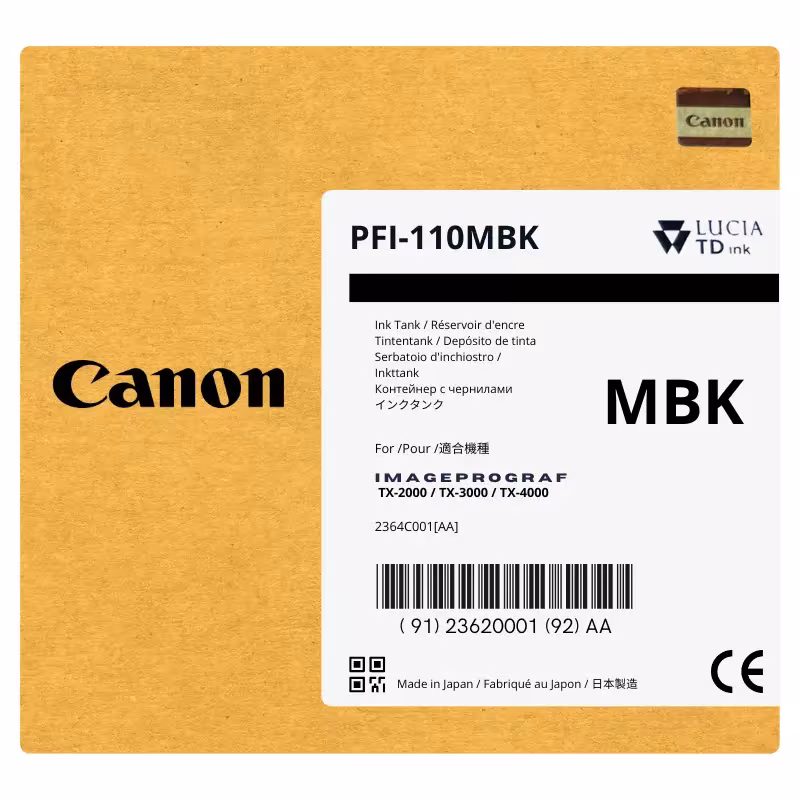 Tinta Canon PFI-110MBK Negro Matte para TX-2100, TX-3100