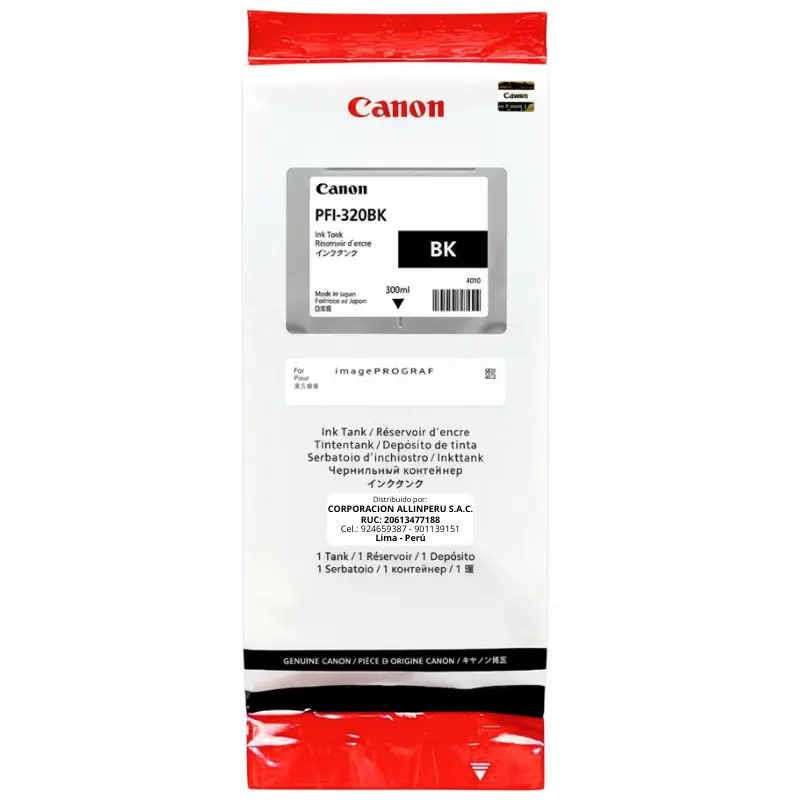 Tinta Canon PFI-320BK Negro 300ML Original Tinta Canon PFI-320BK Negro 300ML Original