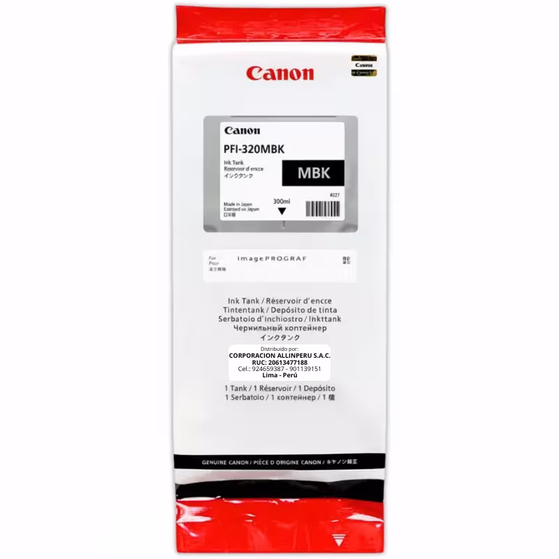 Tinta Canon PFI-320MBK Negro Matte 300ML Original Tinta Canon PFI-320MBK Negro Matte 300ML Original